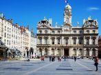 The famous Terreaux square in Lyon city;  
