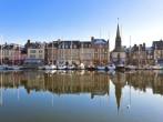 Honfleur harbour in Normandy, France. Old houses and their reflection in water. another Honfleur shots available; 