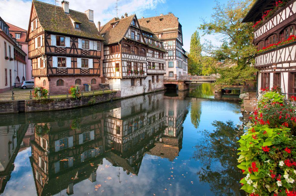 Strasbourg, France; Picturesque half-timbered houses in La Petite France, Strasbourg; 