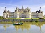 Chambord Chateau panoramic, France. Motion blurred people. 